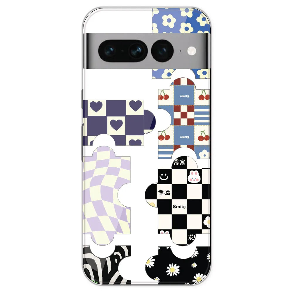 Aesthetic Puzzle - Clear Printed Silicone Case For Google Pixel 7 Pro