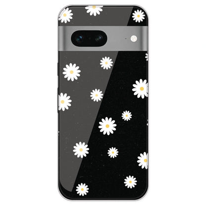 White And Black Flower - Printed Silicone Case For Google Pixel 7