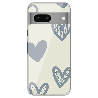 Light Blue Hearts - Printed Silicone Case For Google Pixel 7