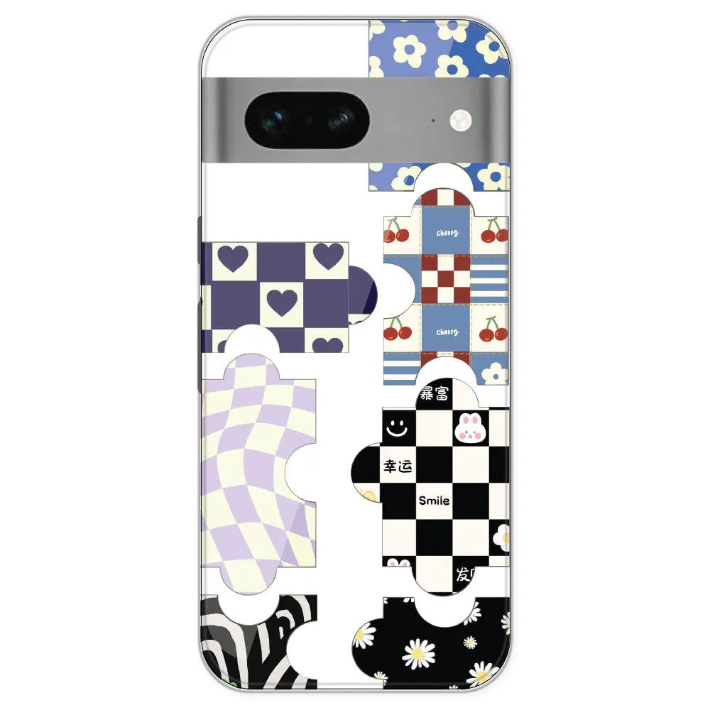 Aesthetic Puzzle - Clear Printed Silicone Case For Google Pixel 7
