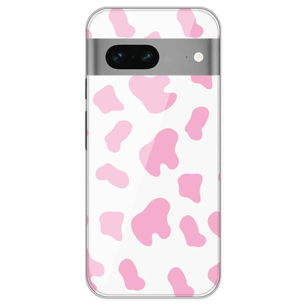Pink Cow Print - Clear Printed Silicone Case For Google Pixel 7