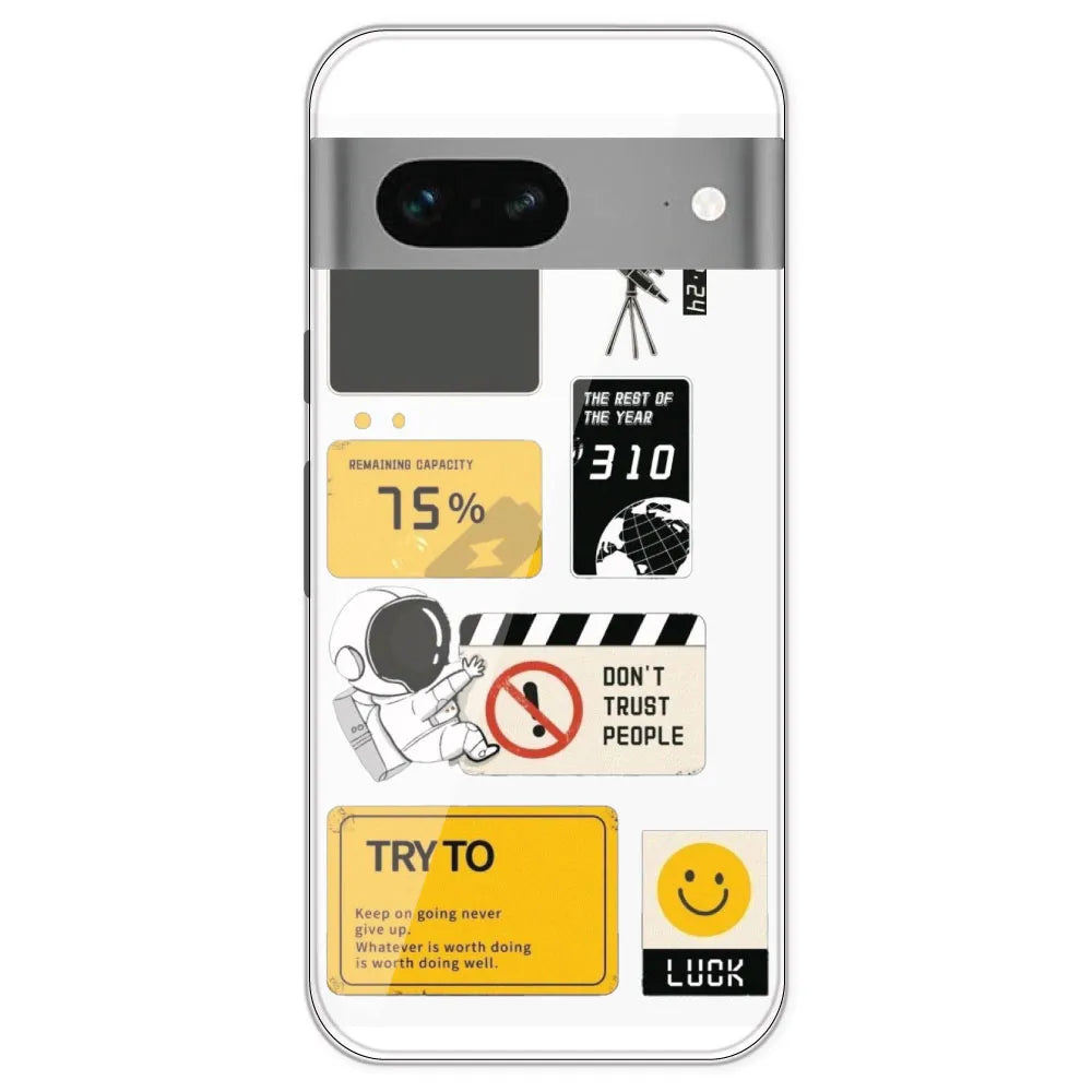Space - Clear Printed Silicone Case For Google Pixel 7