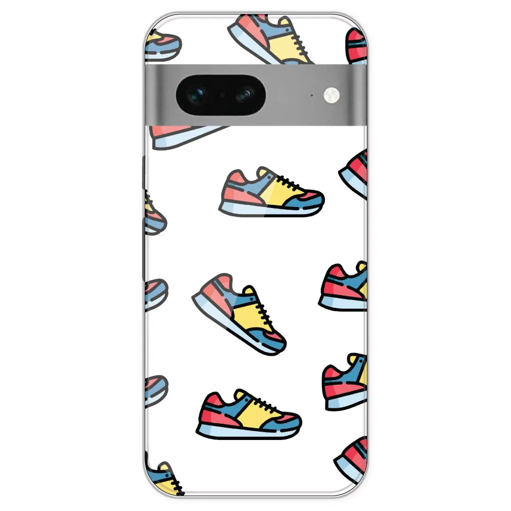 Sneakers - Clear Printed Silicone Case For Google Pixel 7