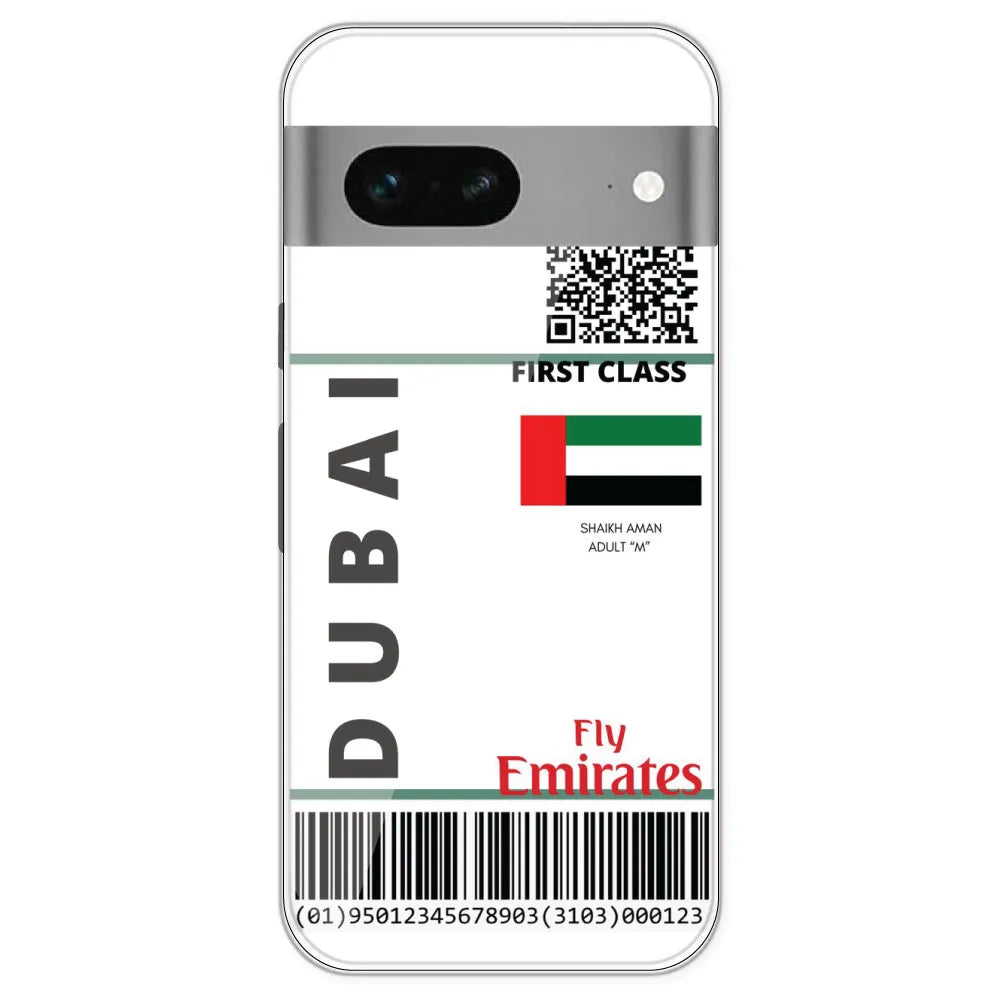 Dubai Ticket - Clear Printed Silicone Case For Google Pixel 7
