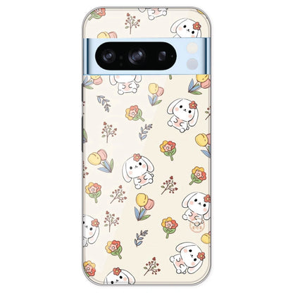 Cute Bunny & Flowers - Printed Silicone Case For Google Pixel 8 Pro
