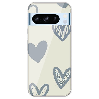 Light Blue Hearts - Printed Silicone Case For Google Pixel 8 Pro