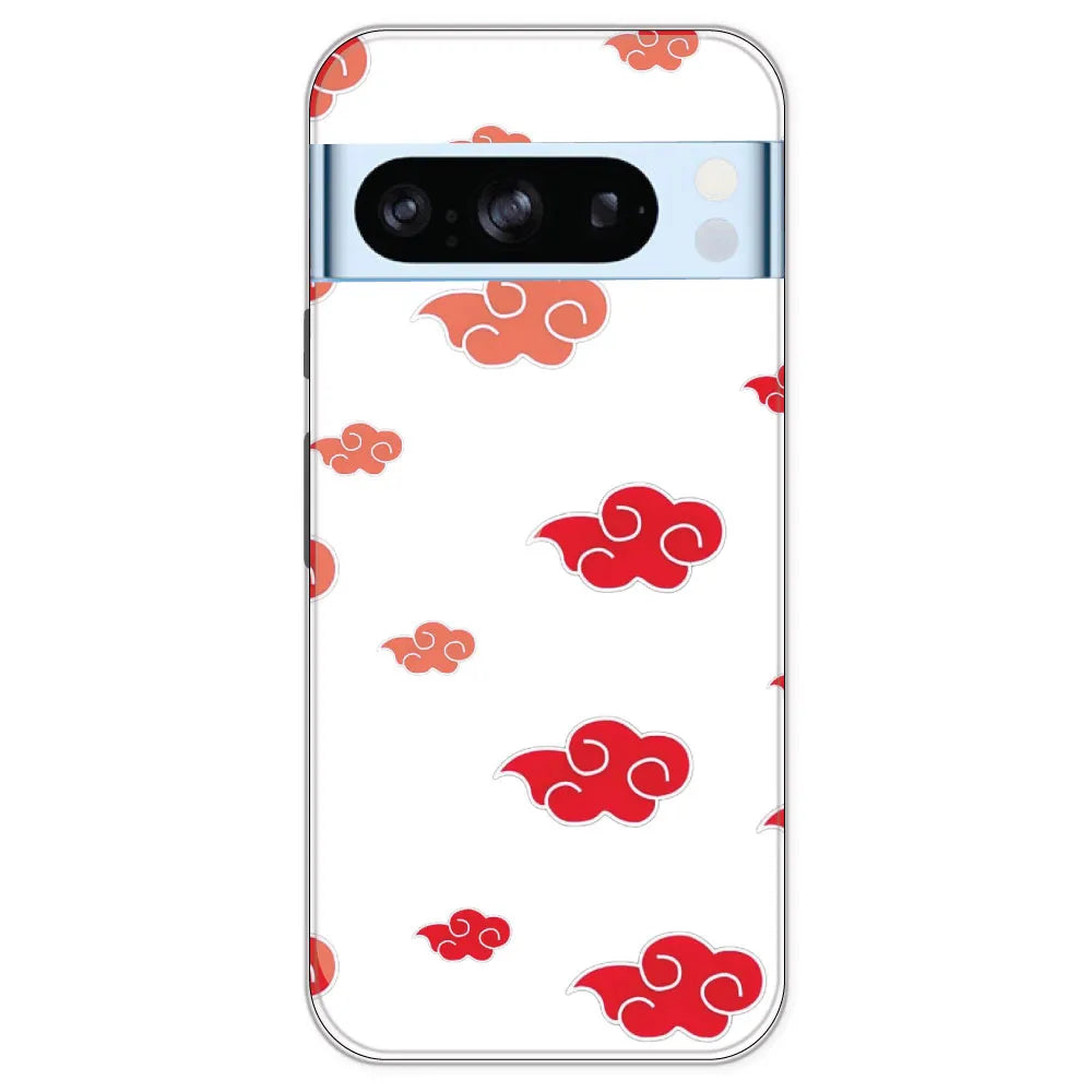 Red Clouds - Clear Printed Silicone Case For Google Pixel 8 Pro