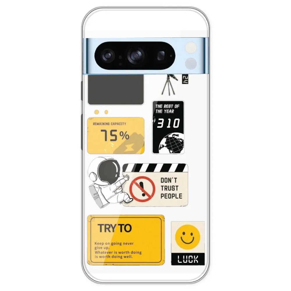 Space - Clear Printed Silicone Case For Google Pixel 8 Pro