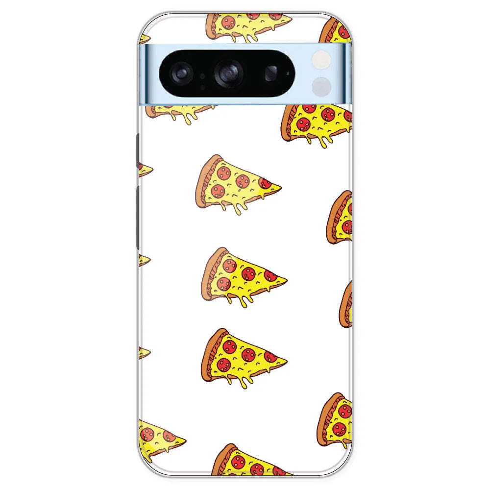 Pizza - Clear Printed Silicone Case For Google Pixel 8 Pro