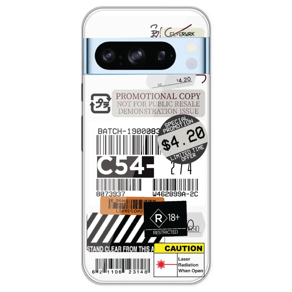 Labels - Clear Printed Silicone Case For Google Pixel 8 Pro