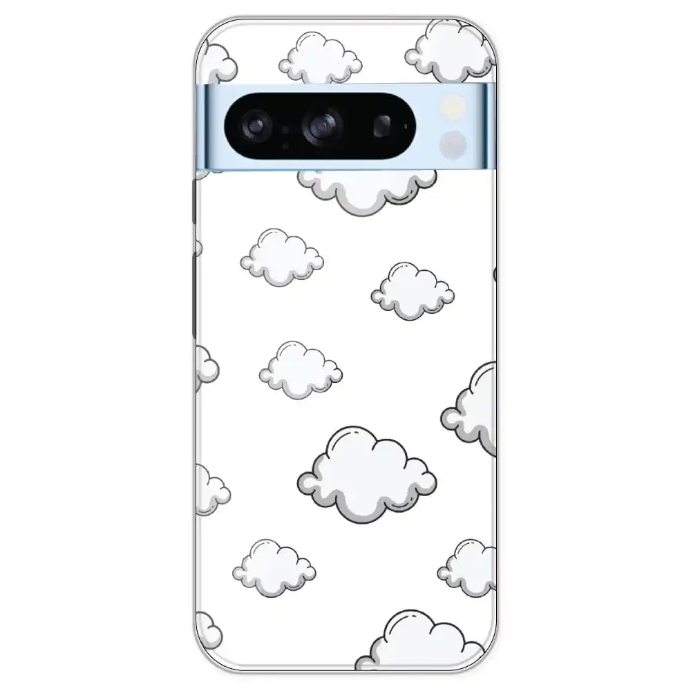 Clouds - Clear Printed Silicone Case For Google Models Pixel 8 Pro
