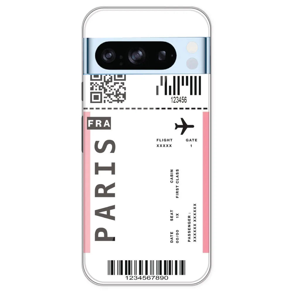 Paris Ticket - Clear Printed Silicone Case For Google Pixel 8 Pro