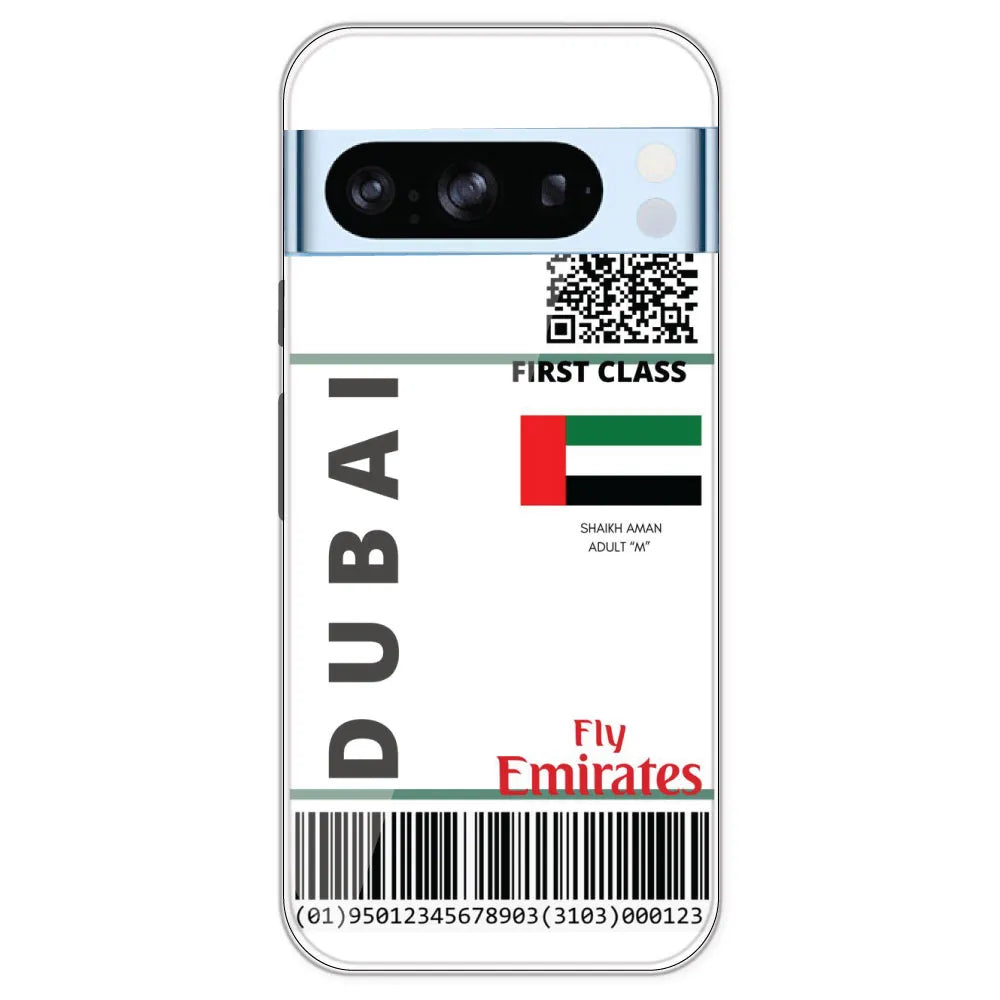 Dubai Ticket - Clear Printed Silicone Case For Google Pixel 8 Pro
