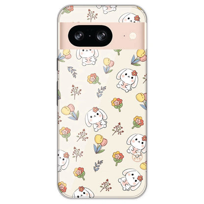 Cute Bunny & Flowers - Printed Silicone Case For Google Pixel 8