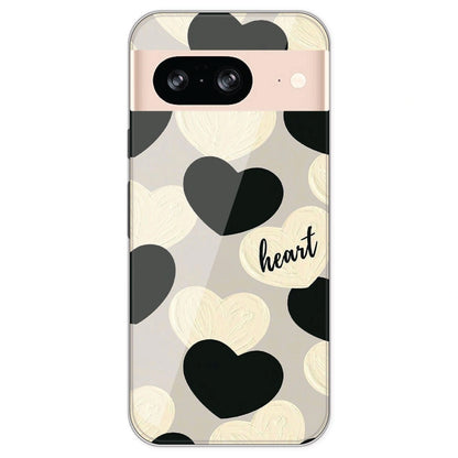 Black And White Heart - Printed Silicone Case For Google Pixel 8