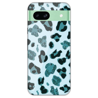 Blue Leopard Glitter Print - Printed Silicone Case For Google Pixel 8A