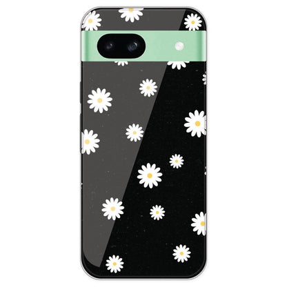 White And Black Flower - Printed Silicone Case For Google Pixel 8A