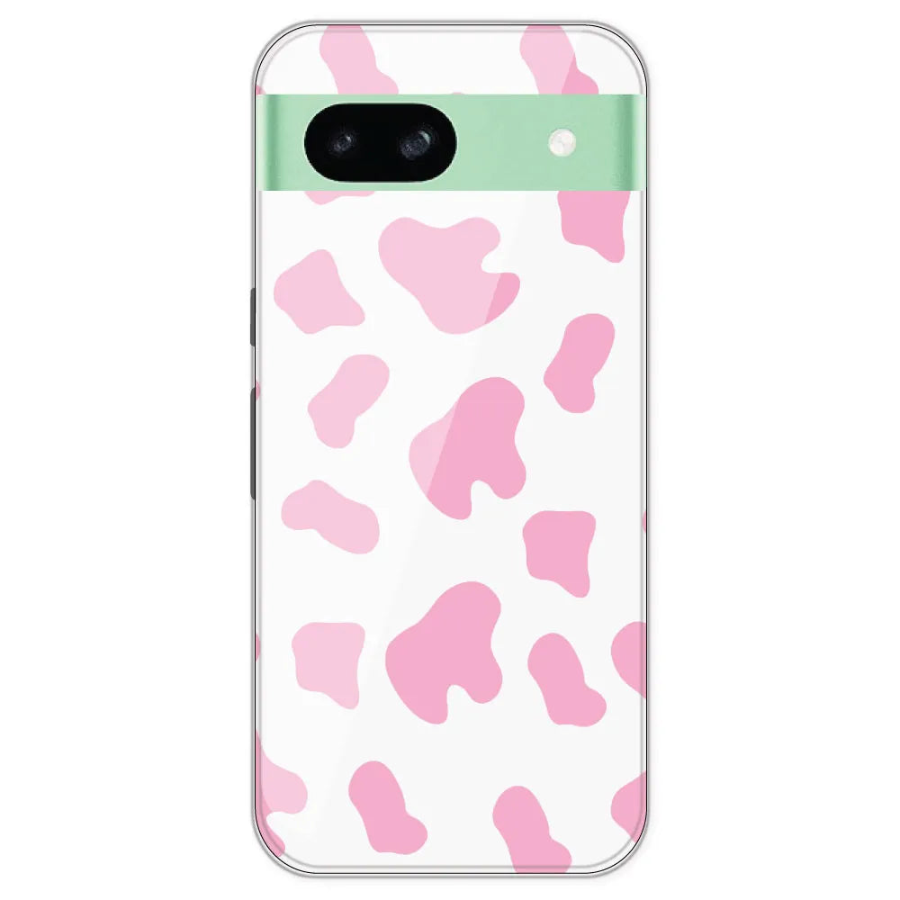 Pink Cow Print - Clear Printed Silicone Case For Google Pixel 8A