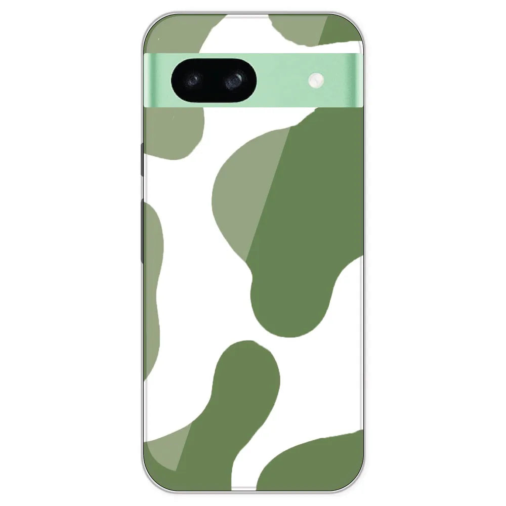 Olive Green Cow Print - Clear Printed Silicone Case For Google Pixel 8A