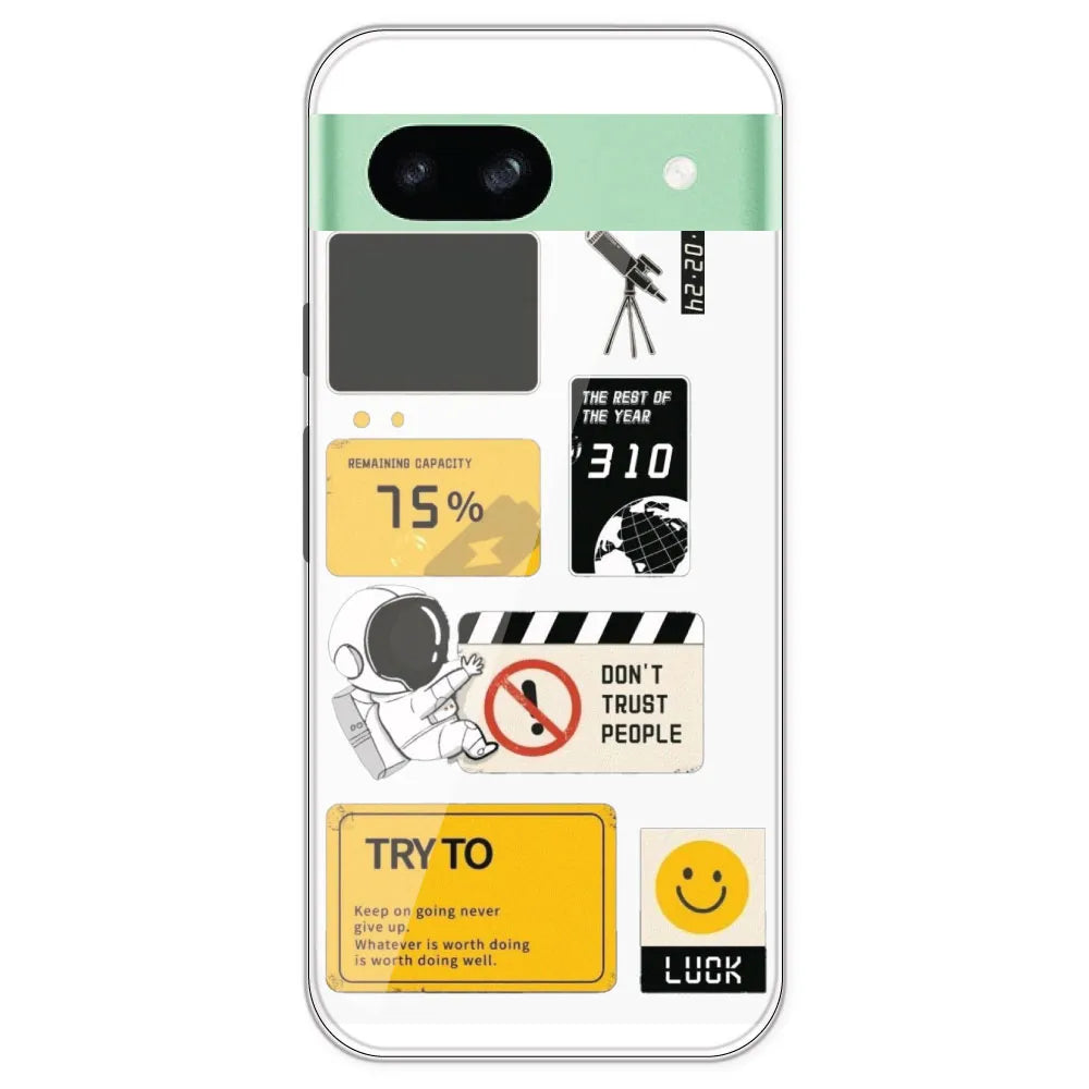 Space - Clear Printed Silicone Case For Google Pixel 8A