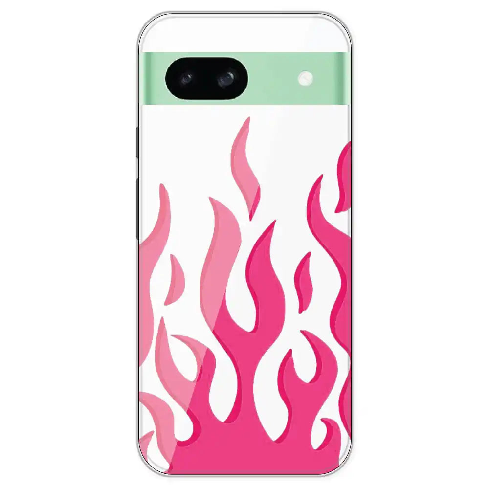 Pink Flames - Clear Printed Silicone Case For Google Pixel 8A