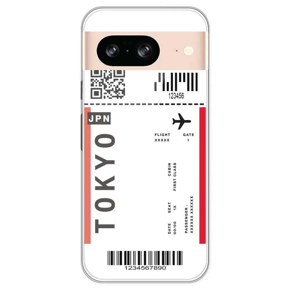 Tokyo Ticket - Clear Printed Silicone Case For Google Pixel 8