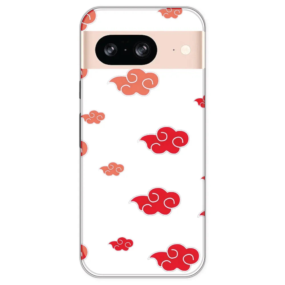 Red Clouds - Clear Printed Silicone Case For Google Pixel 8