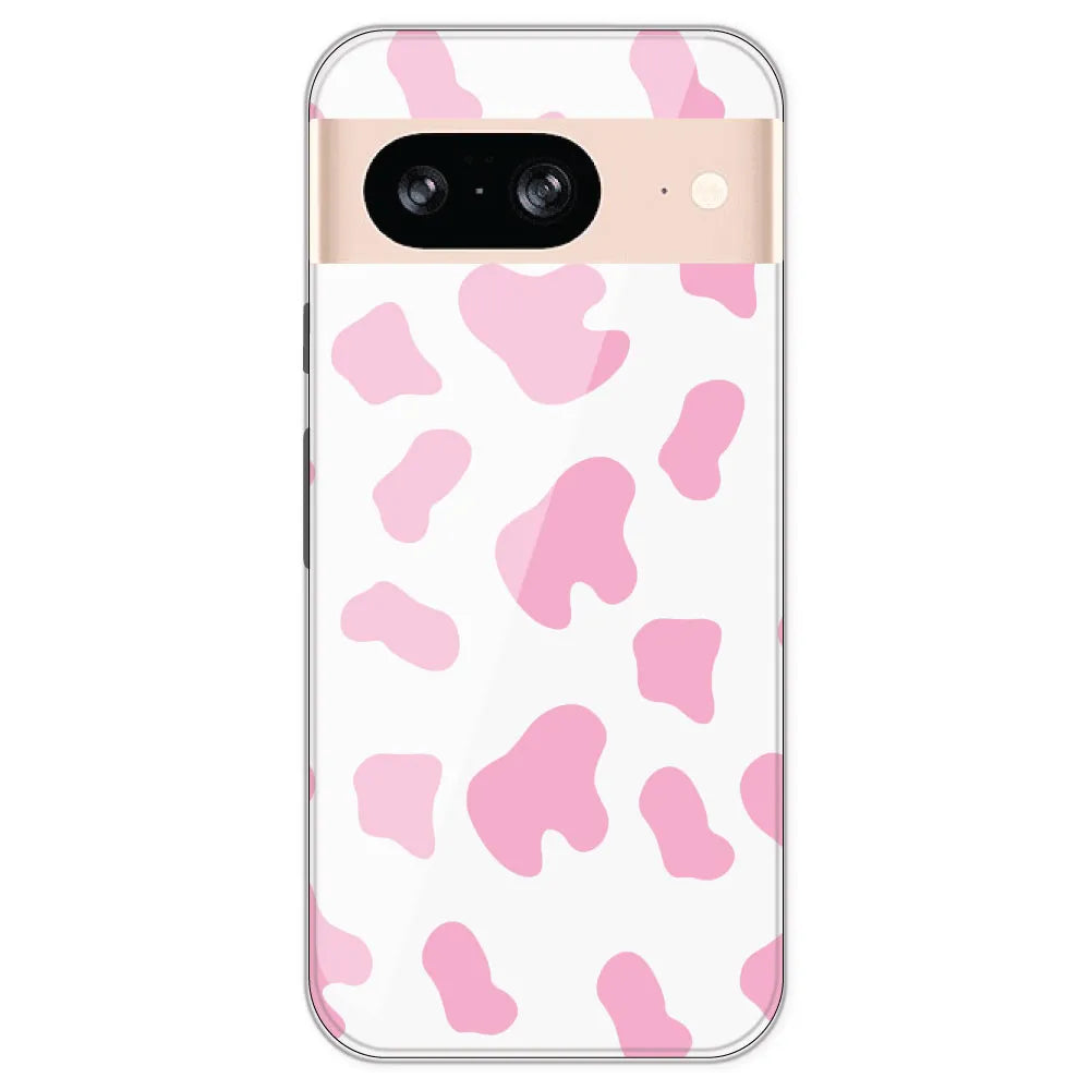 Pink Cow Print - Clear Printed Silicone Case For Google Pixel 8