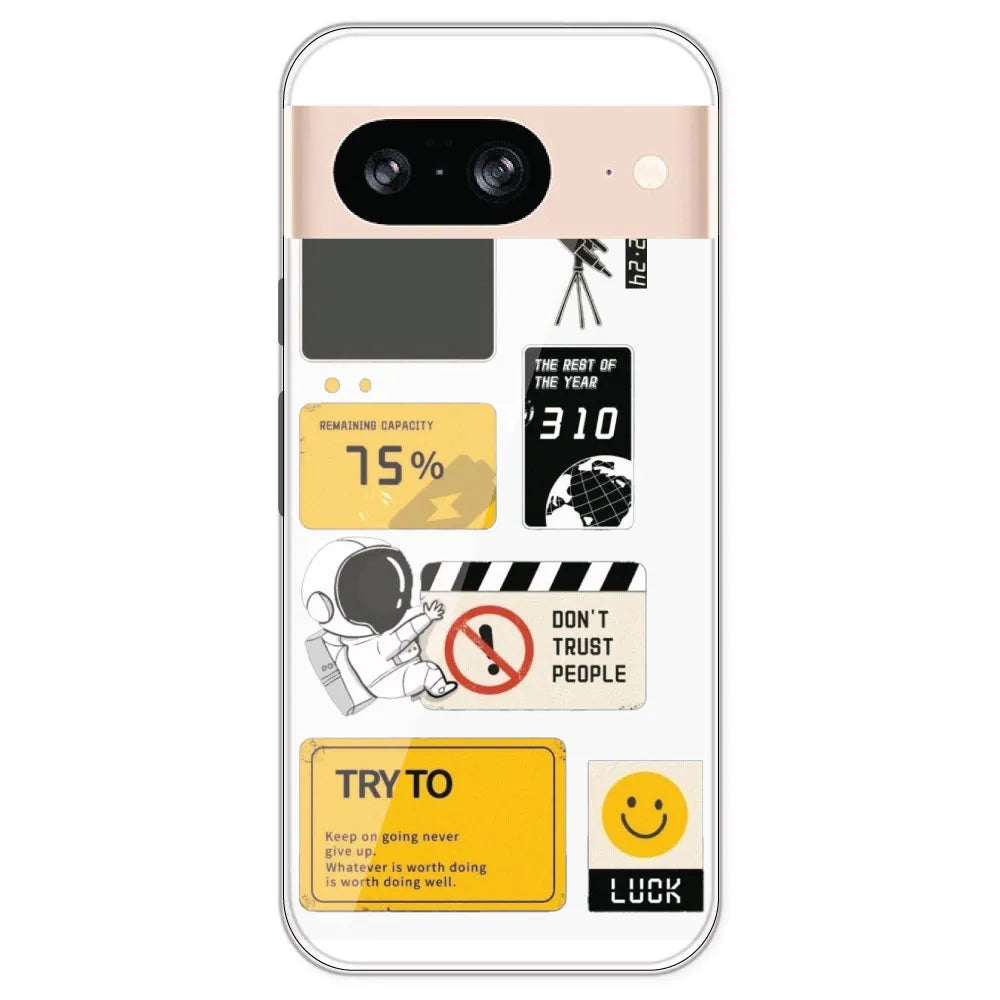 Space - Clear Printed Silicone Case For Google Pixel 8