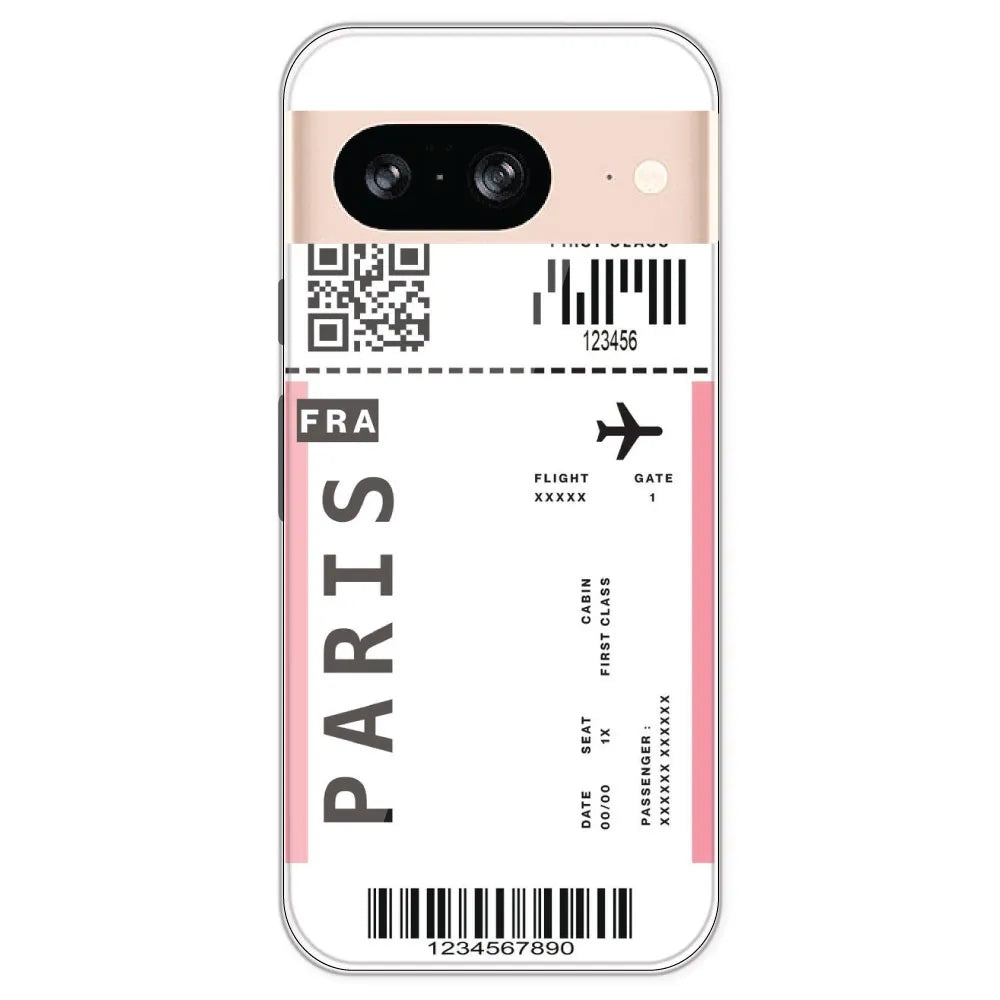 Paris Ticket - Clear Printed Silicone Case For Google Pixel 8