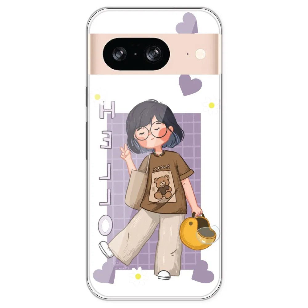 Introvert Girl - Clear Printed Silicone Case For Google Pixel 8