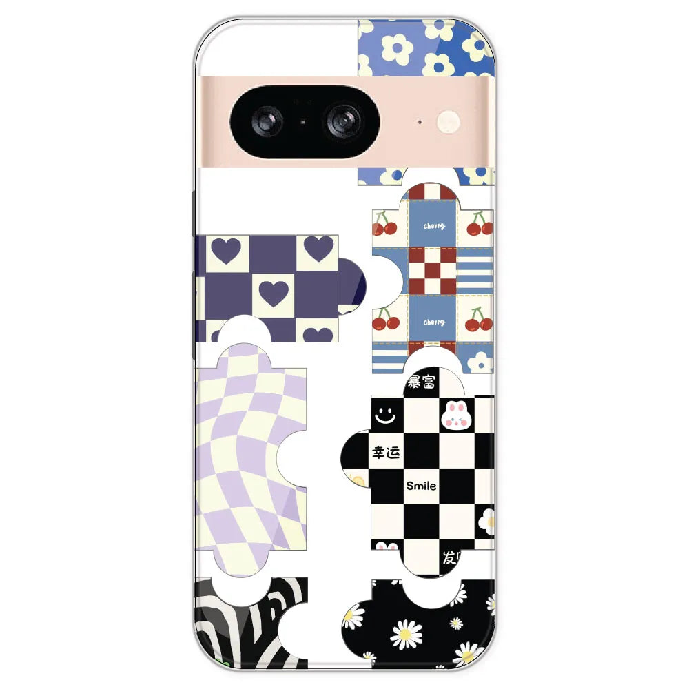 Aesthetic Puzzle - Clear Printed Silicone Case For Google Pixel 8