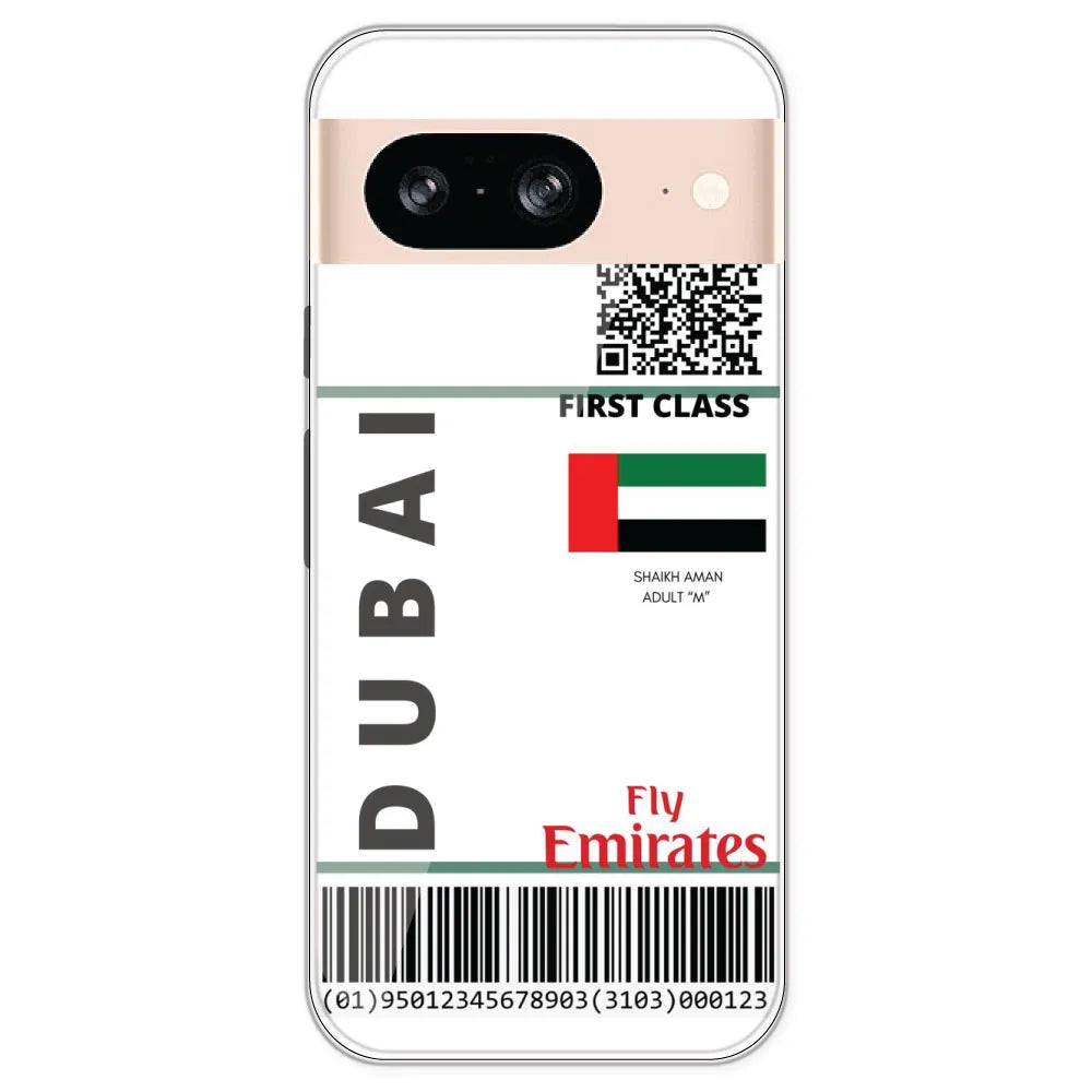 Dubai Ticket - Clear Printed Silicone Case For Google Pixel 8