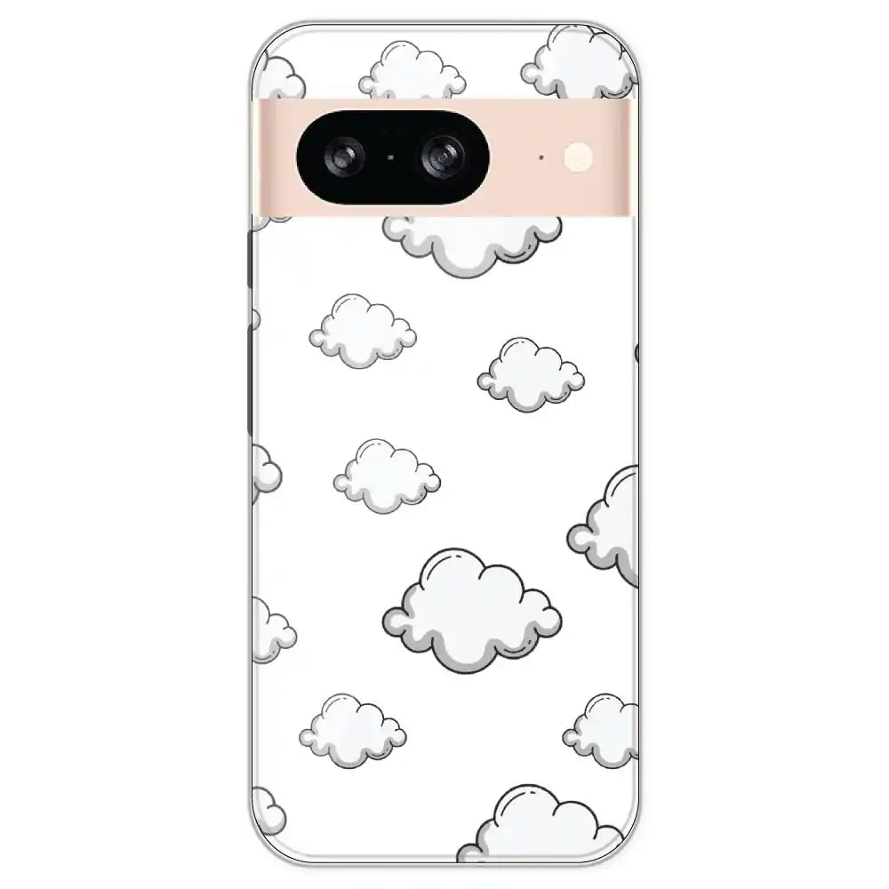 Clouds - Clear Printed Silicone Case For Google Models Pixel 8