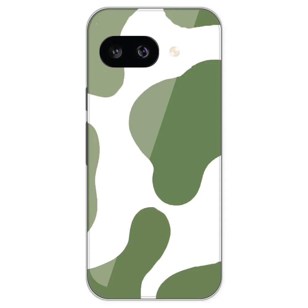 Olive Green Cow Print - Clear Printed Silicone Case For Google Pixel 9A