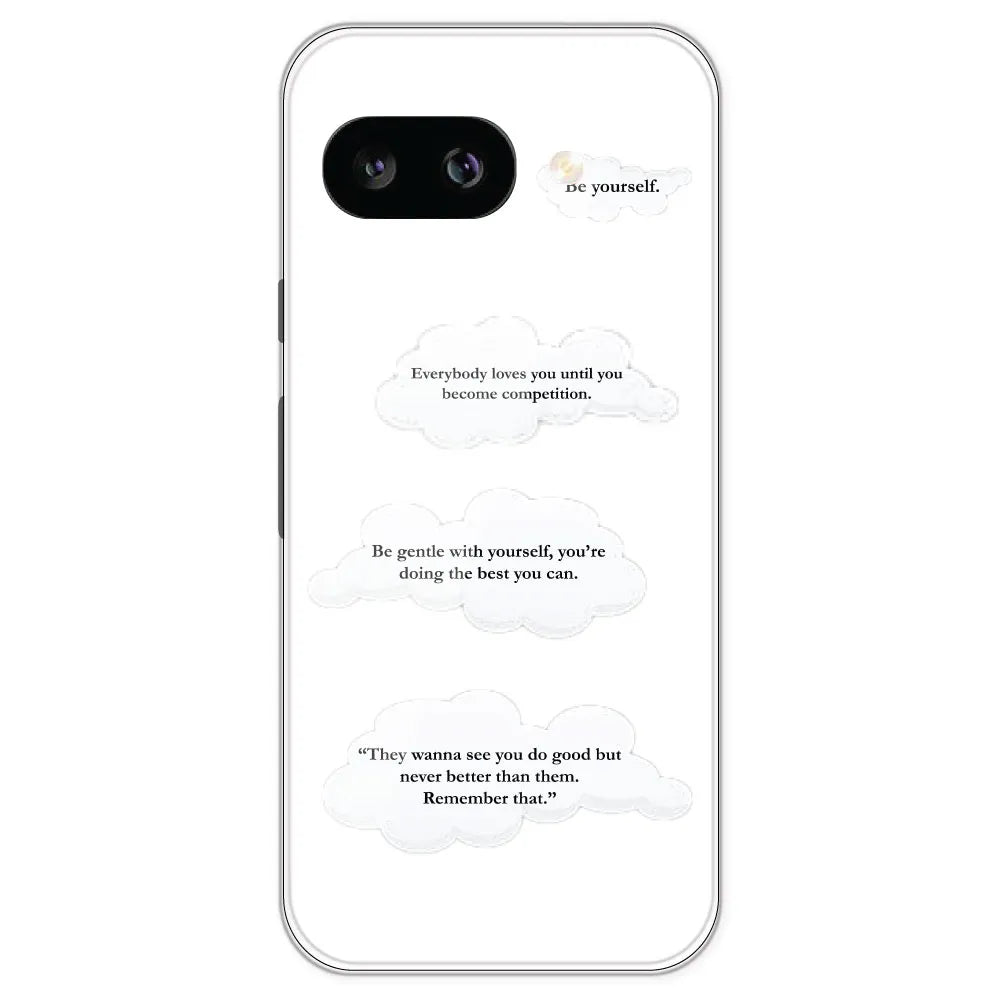 Quotes And Clouds - Clear Printed Silicone Case For Google Pixel 9A