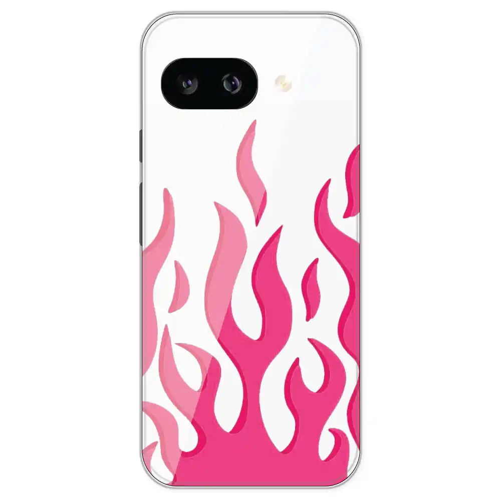 Pink Flames - Clear Printed Silicone Case For Google Pixel 9A
