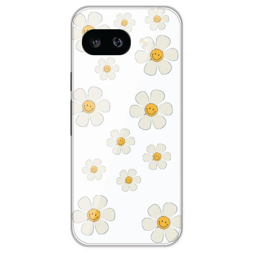 Smile Flowers - Clear Printed Silicone Case For Google Pixel 9A