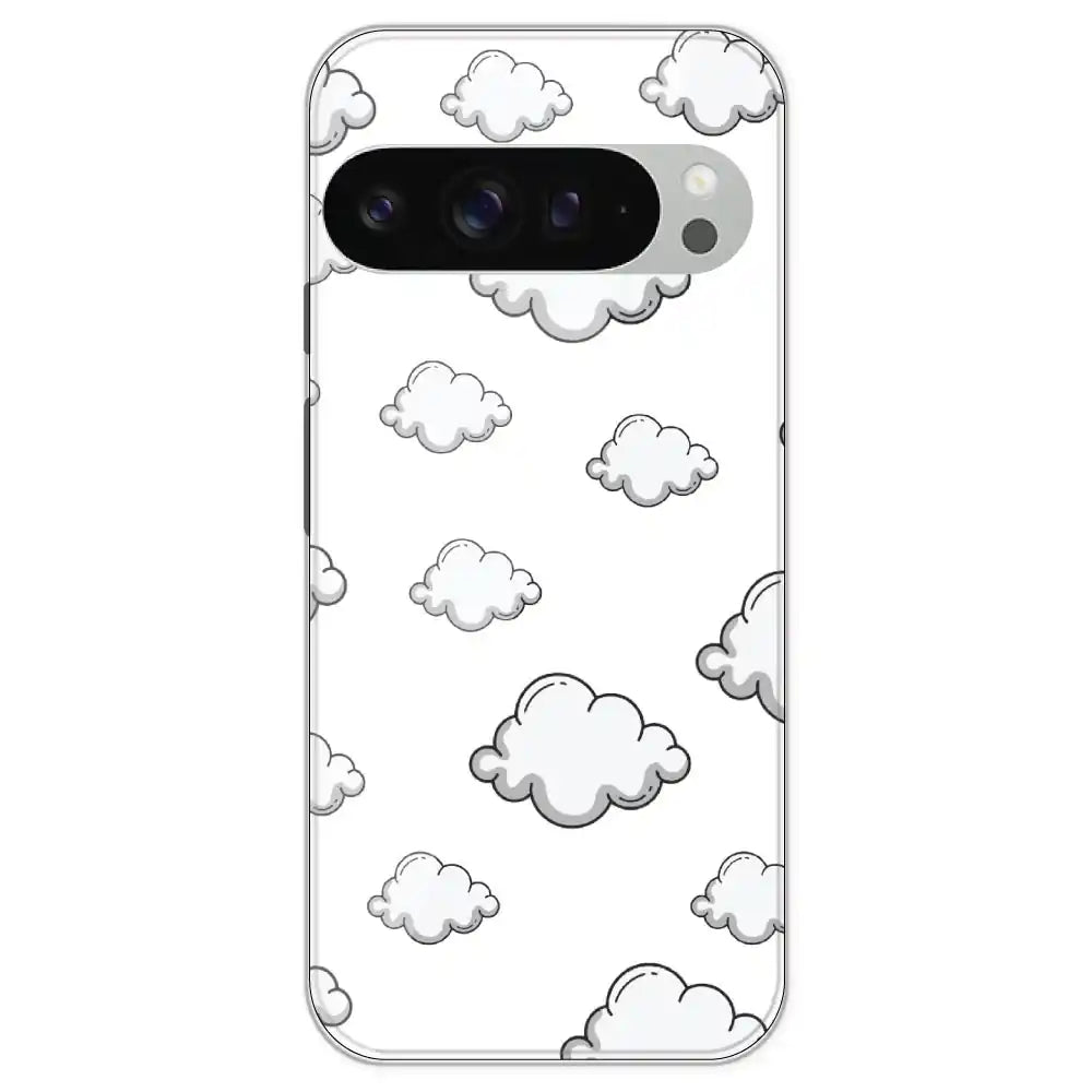 Clouds - Clear Printed Silicone Case For Google Models Pixel 9 Pro XL