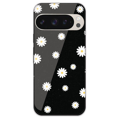 White And Black Flower - Printed Silicone Case For Google Pixel 9 Pro
