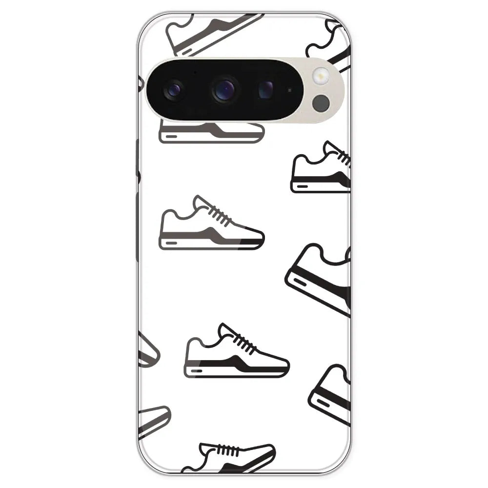 Black Sneakers - Clear Printed Silicone Case For Google Pixel 9 Pro