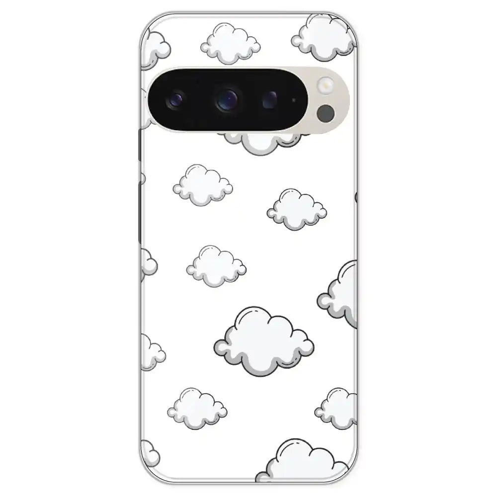 Clouds - Clear Printed Silicone Case For Google Models Pixel 9 Pro