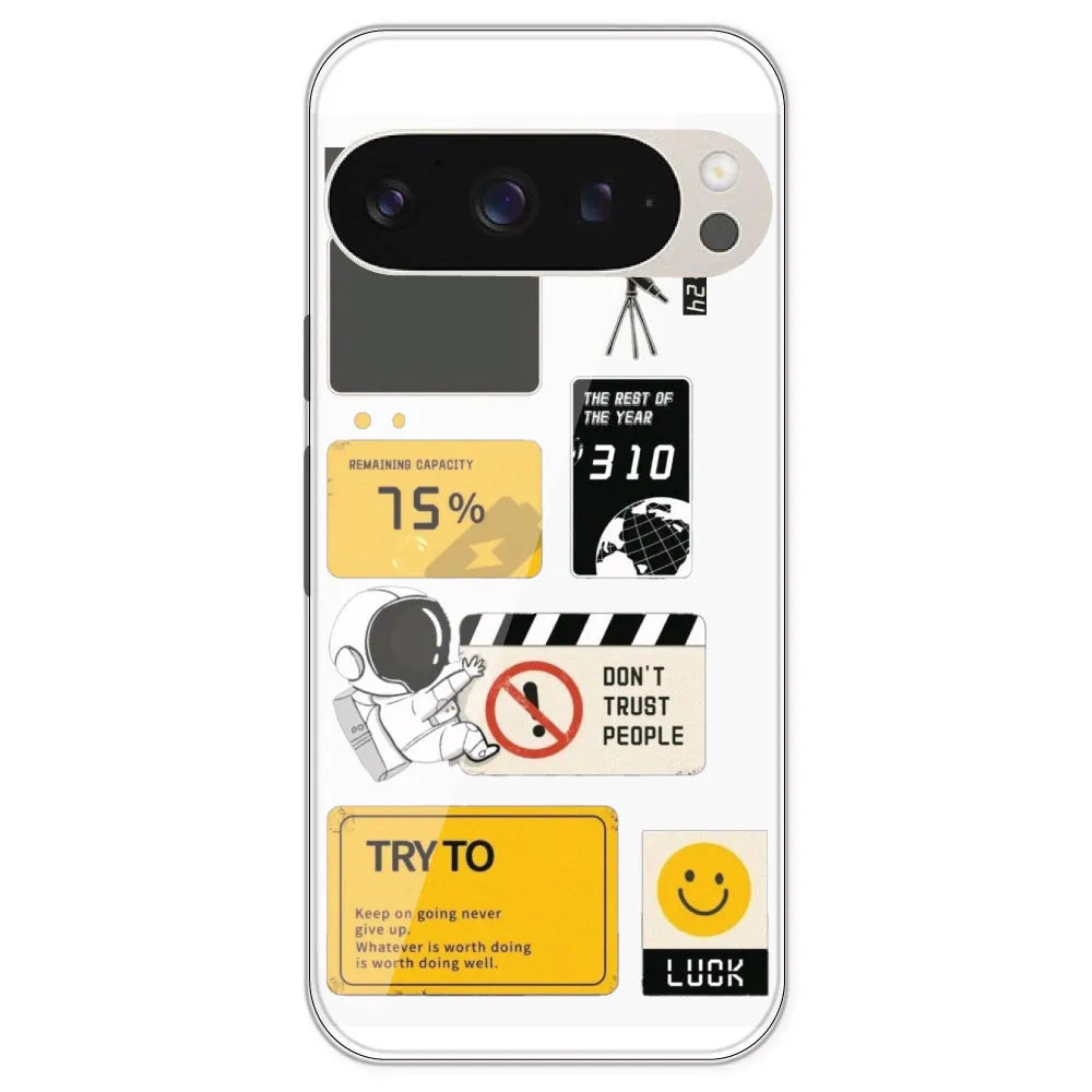 Space - Clear Printed Silicone Case For Google Pixel 9 Pro