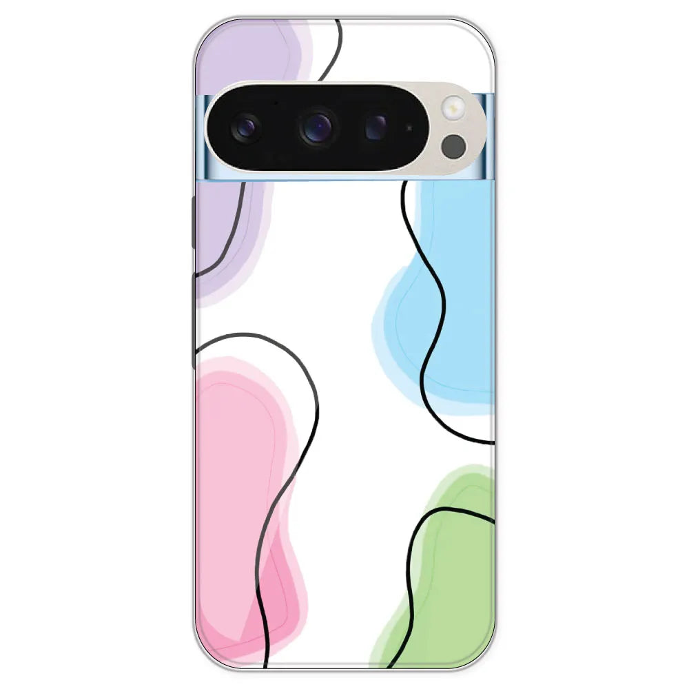 Rainbow Cow Print - Clear Printed Silicone Case For Google Pixel 9 Pro