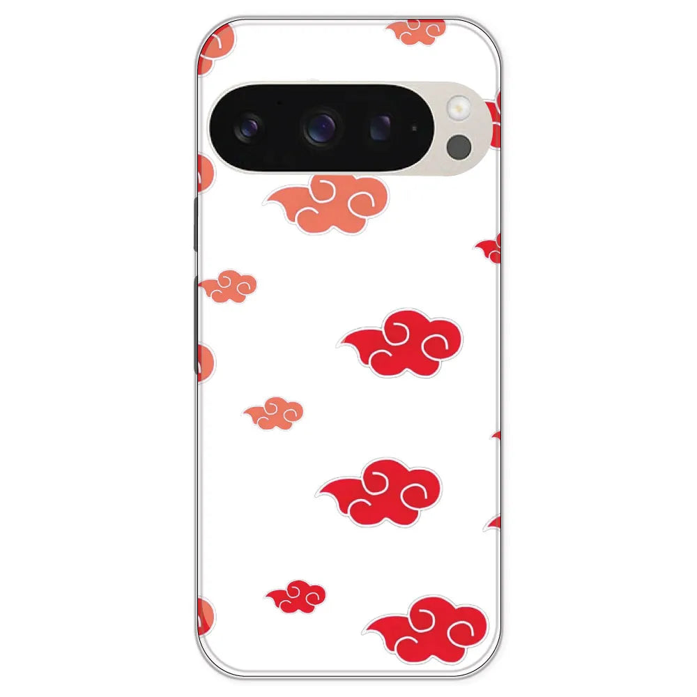 Red Clouds - Clear Printed Silicone Case For Google Pixel 9 Pro