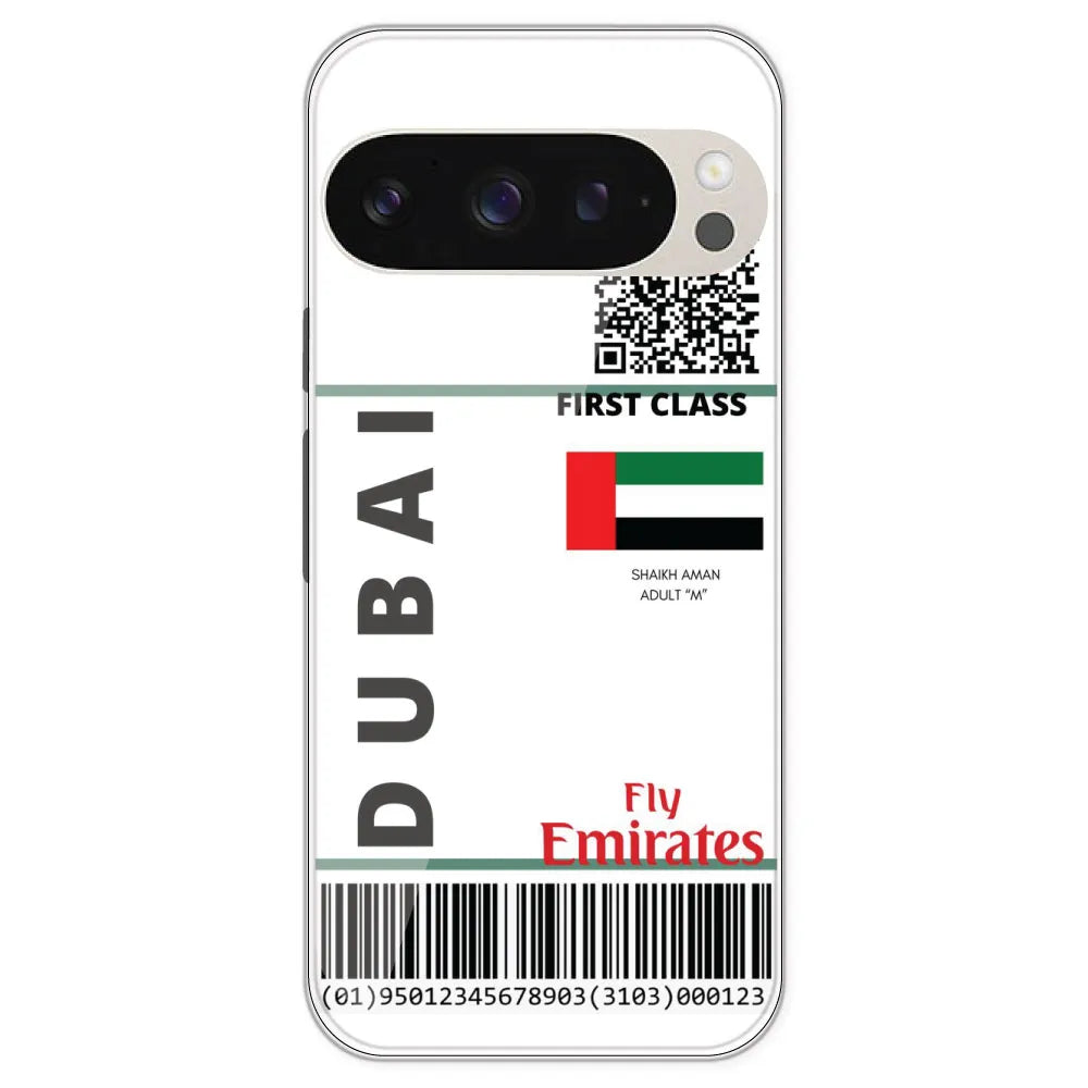 Dubai Ticket - Clear Printed Silicone Case For Google Pixel 9 Pro