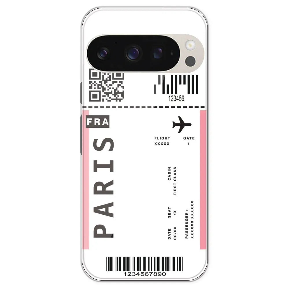 Paris Ticket - Clear Printed Silicone Case For Google Pixel 9 Pro