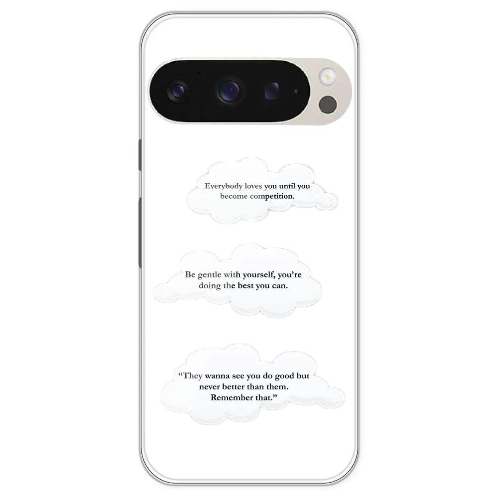 Quotes And Clouds - Clear Printed Silicone Case For Google Pixel 9 Pro