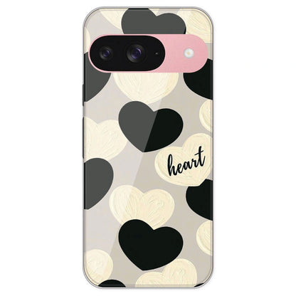 Black And White Heart - Printed Silicone Case For Google Pixel 9