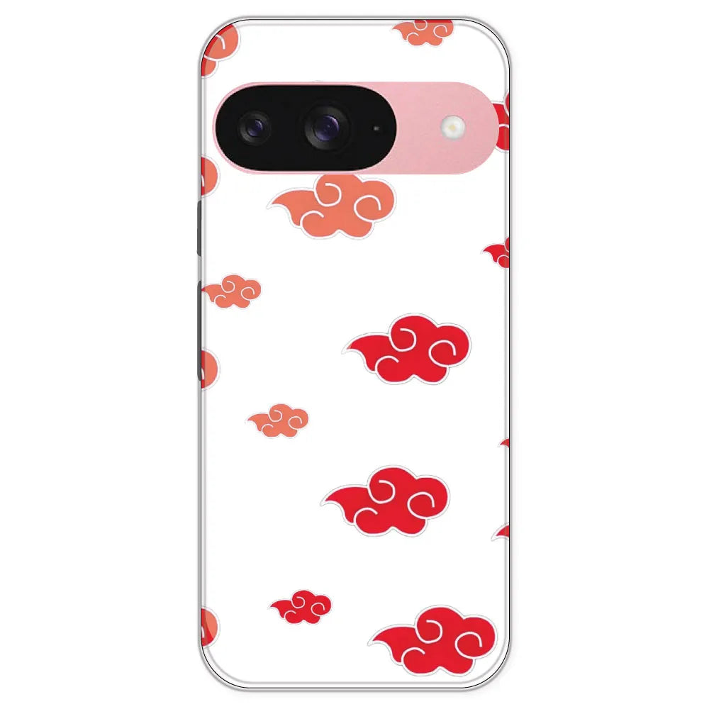 Red Clouds - Clear Printed Silicone Case For Google Pixel 9